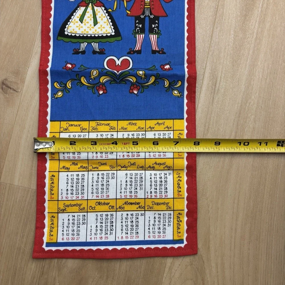 1992 Cloth Hanging‎ Calendar German Decorative Tea Towel